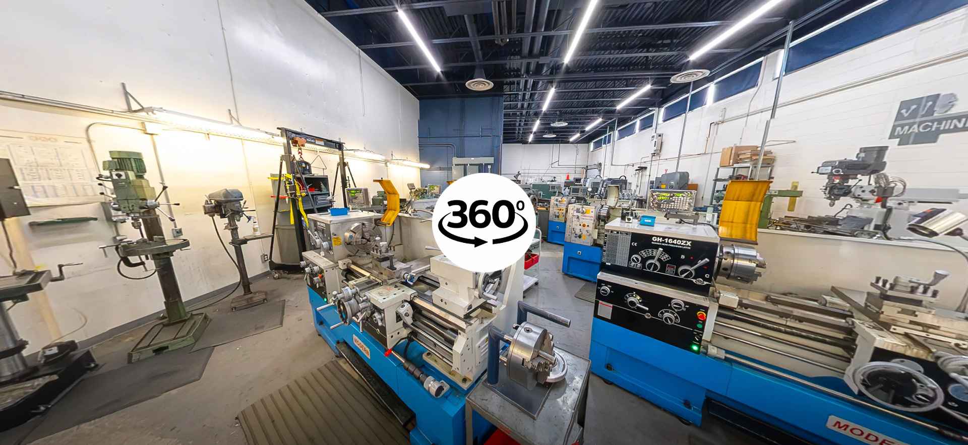 360 degree virtual tour icon over photo of Machine Shop
