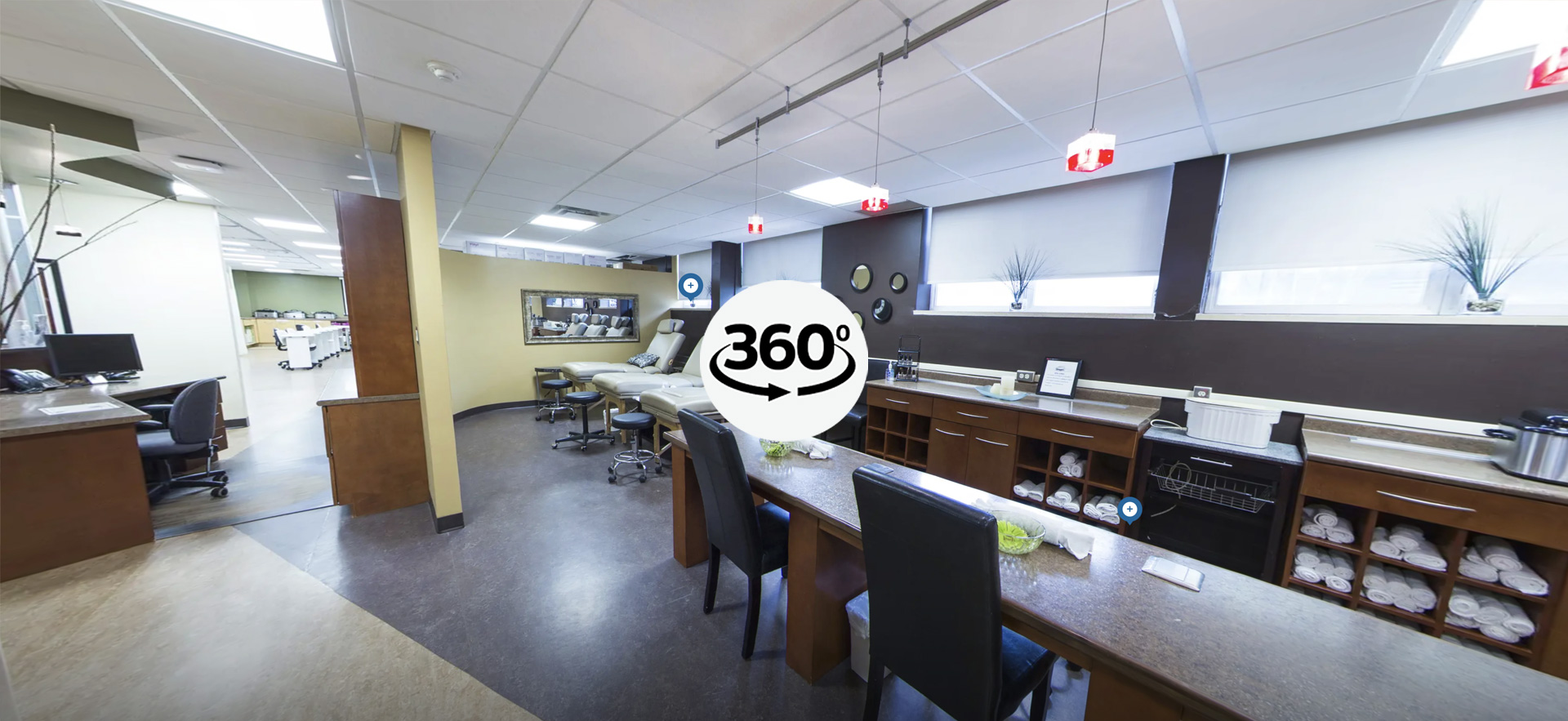 360 degree virtual tour icon over photo of The Spa