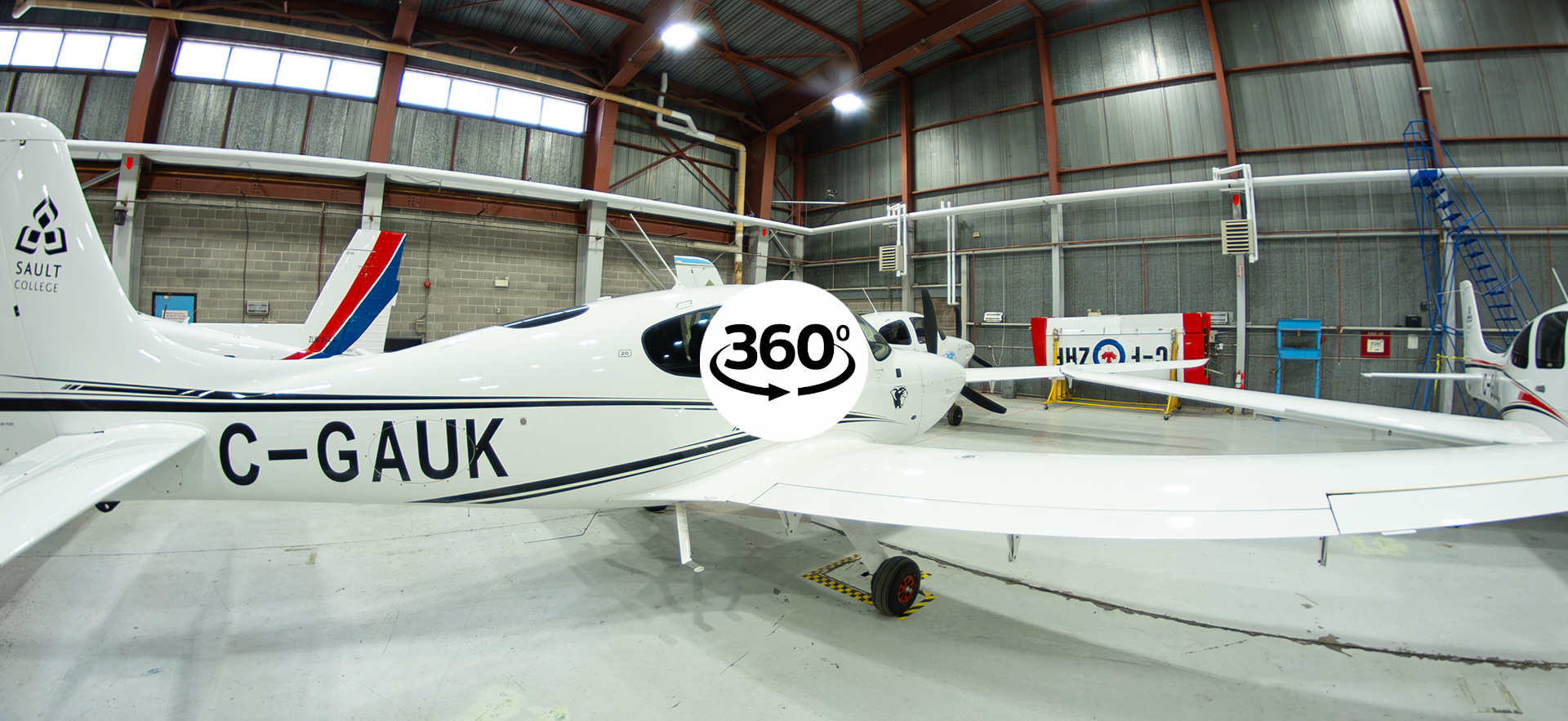 360 degree virtual tour icon over photo of Hangar