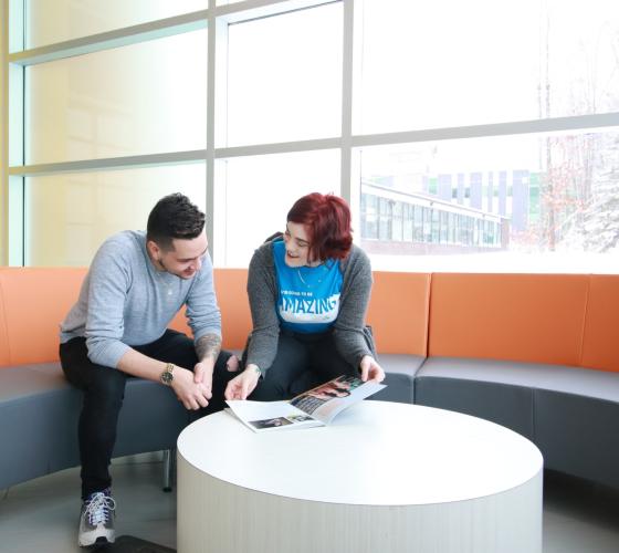 Recruiter talking with student 