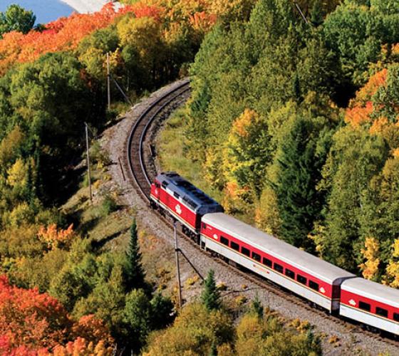 Agawa Canyon Tour Train on track 