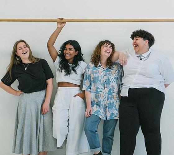 Four diverse young females