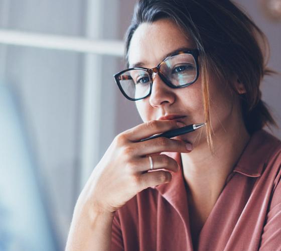 Female looking at computer screen