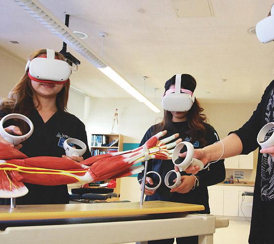 students with virtual reality glasses 