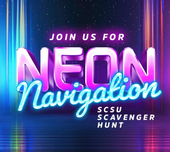 Neon Navigation for SCSU scavenger hunt event for O-Week