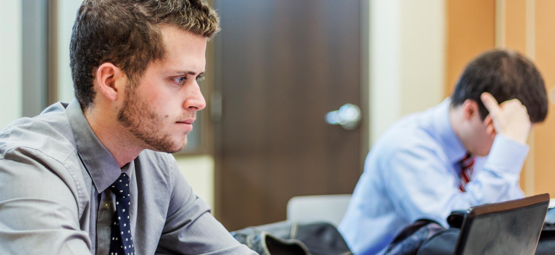 Business for Trades student ponders a small business proposal. 