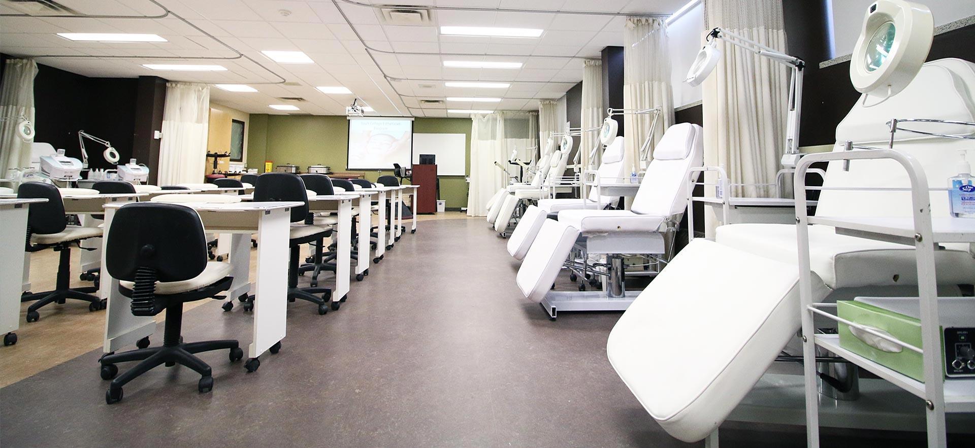 Esthetician chairs for spa treatments.