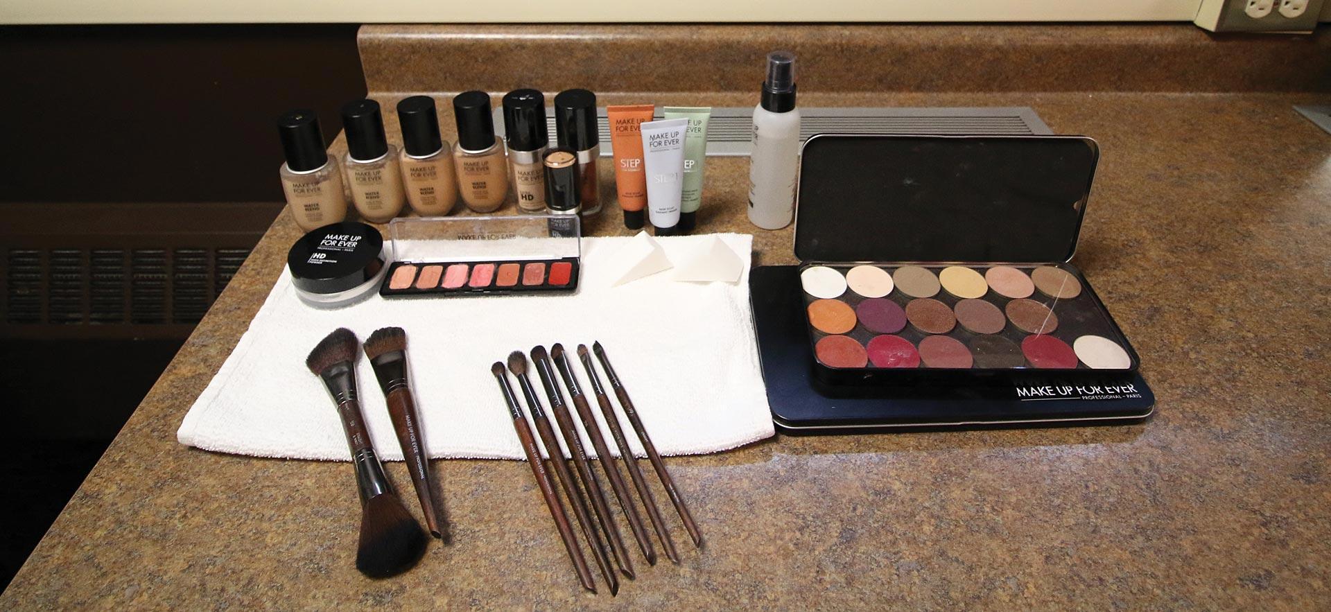 Esthetician makeup kit.