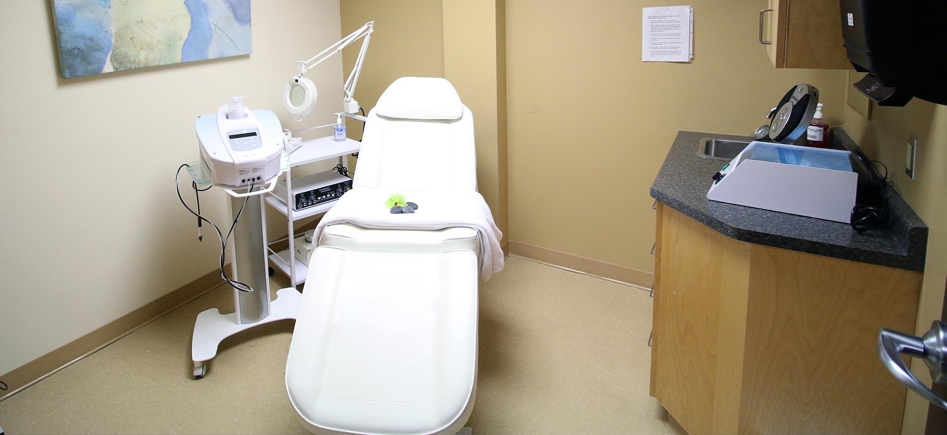 Esthetician chair and treatment room.