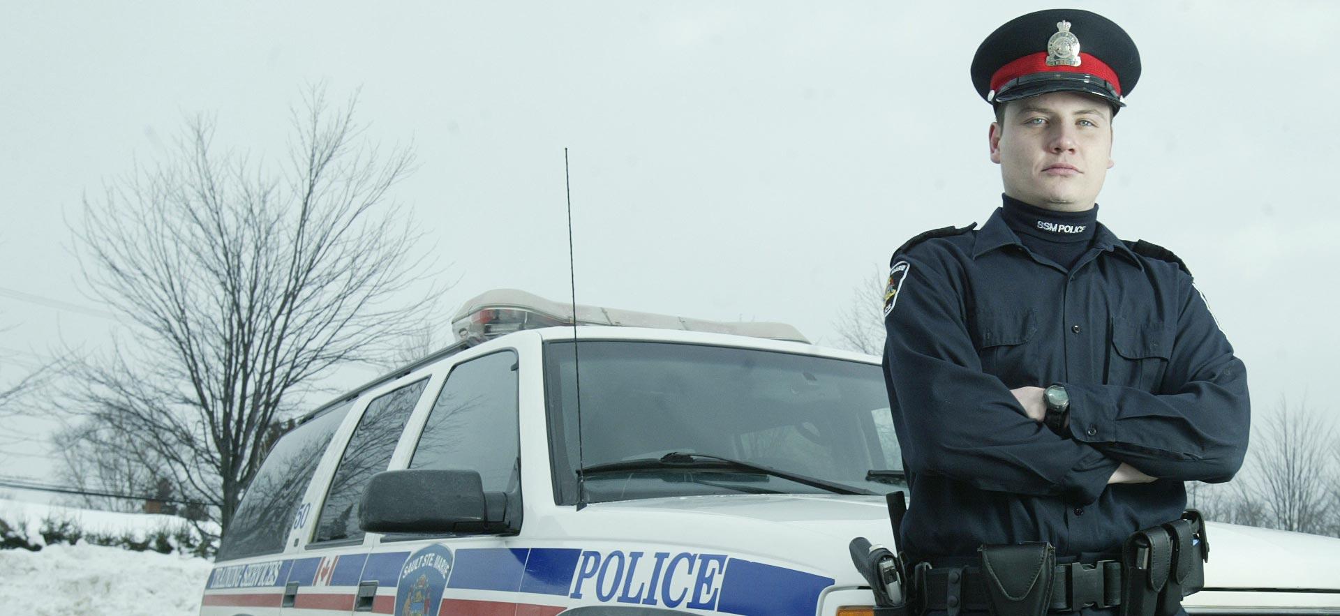 Male graduate of the Police Foundations program is now a police officer.