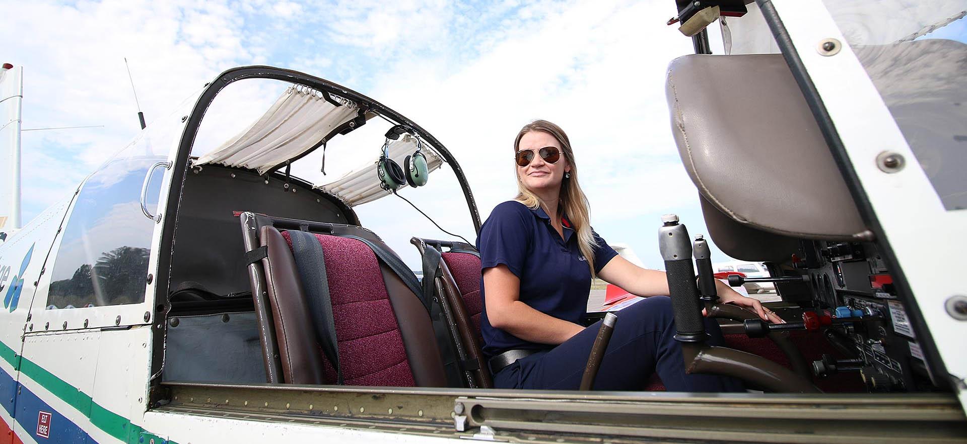 Aviation Professor in cockpit