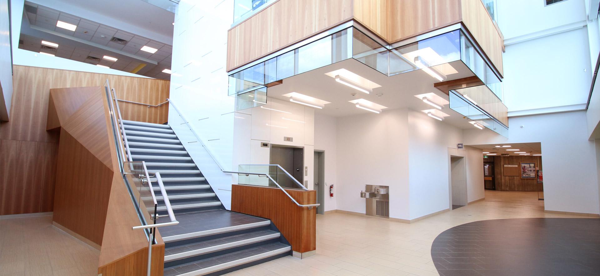 Interior Sault Colleg stair case.