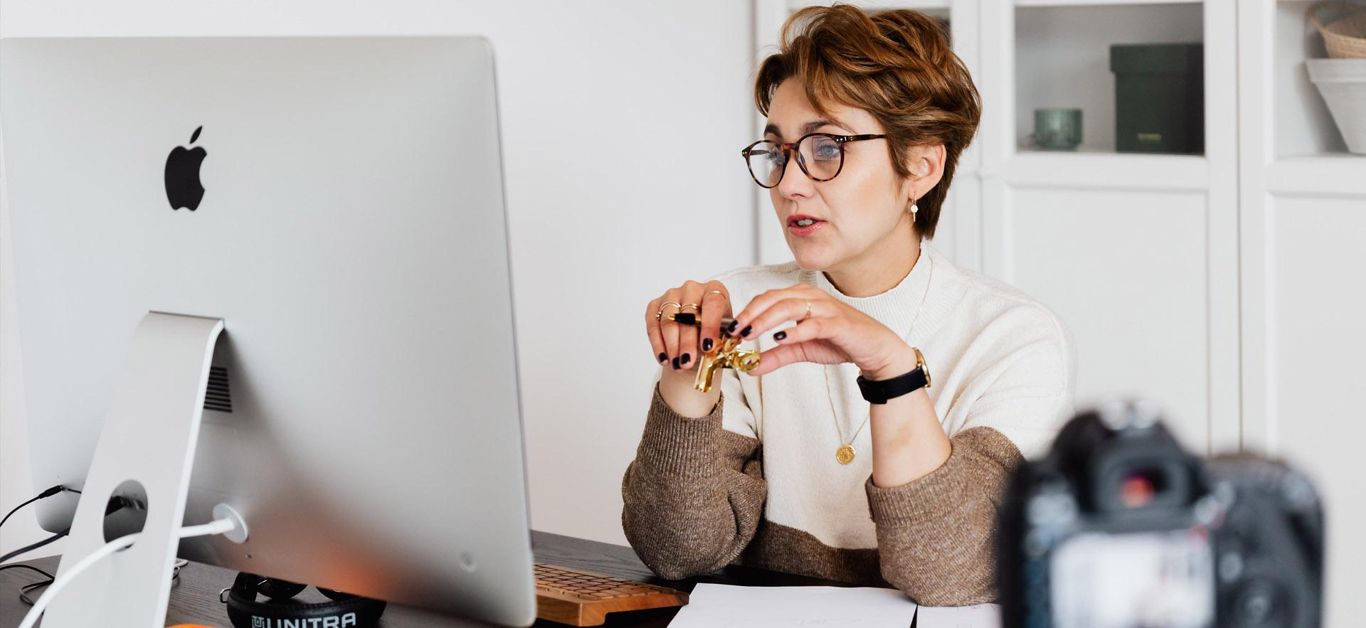 Woman looking at computer screen