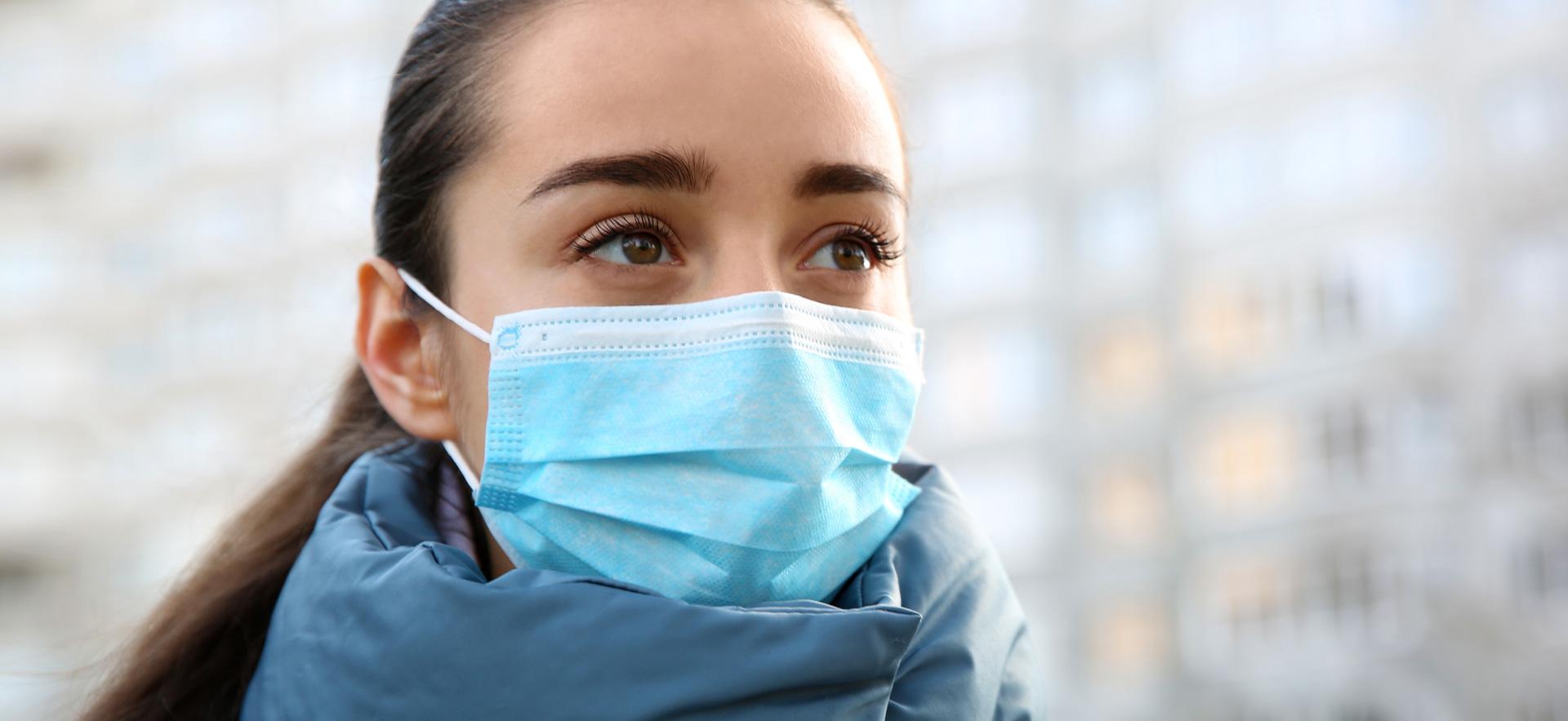 Girl wearing a face mask