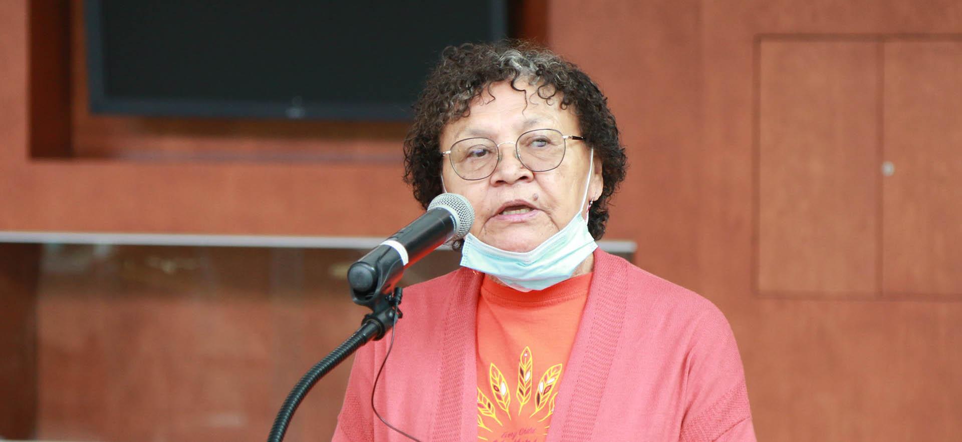 Sault College elder speaks to camera