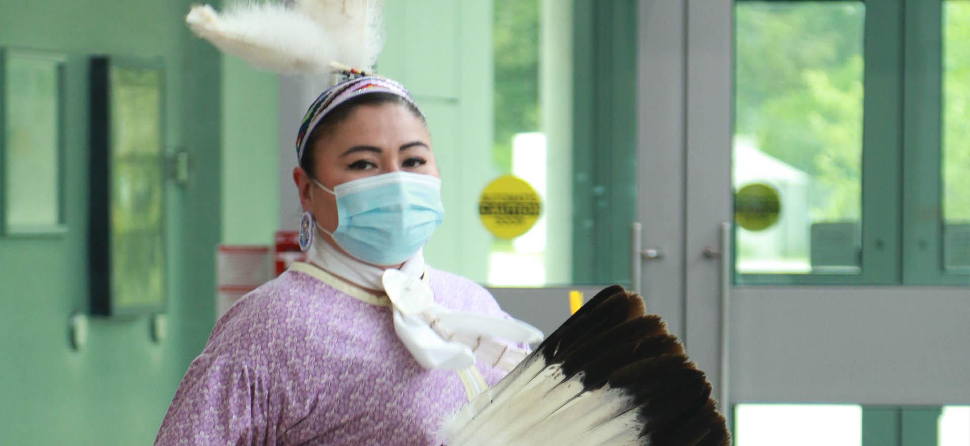 Indigenous dancer dancing at event