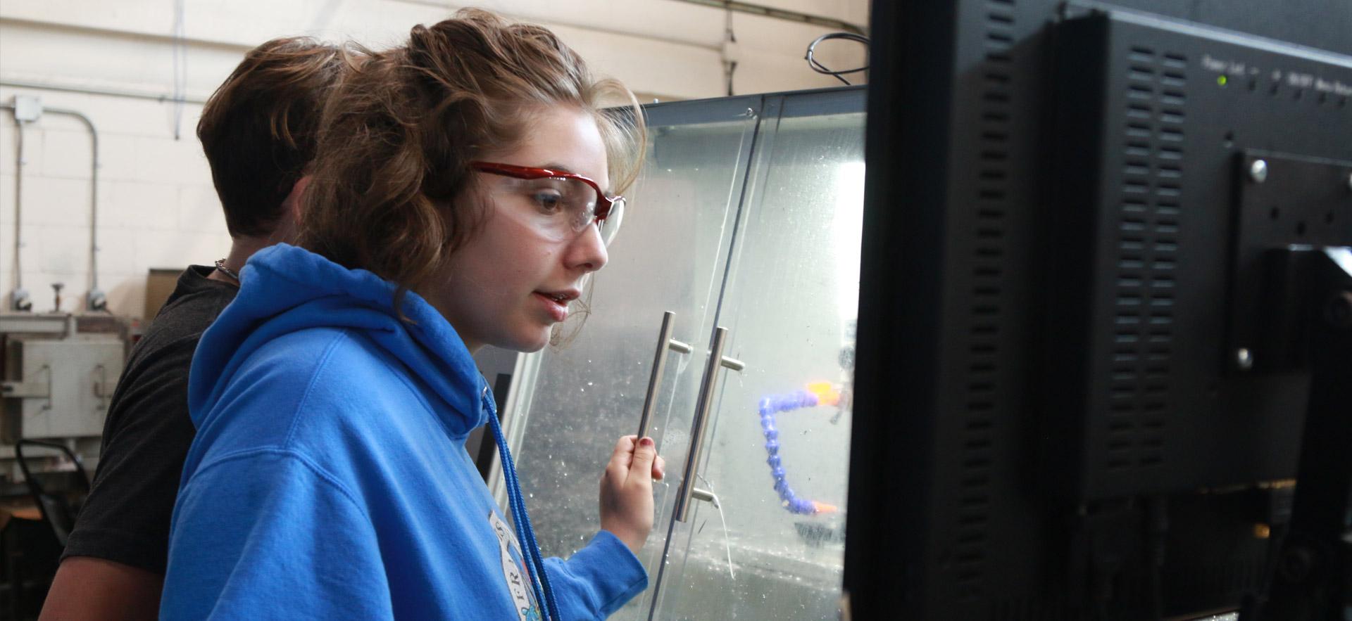 working in the machine shop