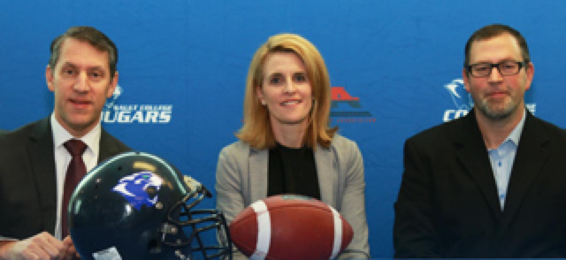 Football announcement with Paul Orazietti, Sherri Smith and David Orazietti seated