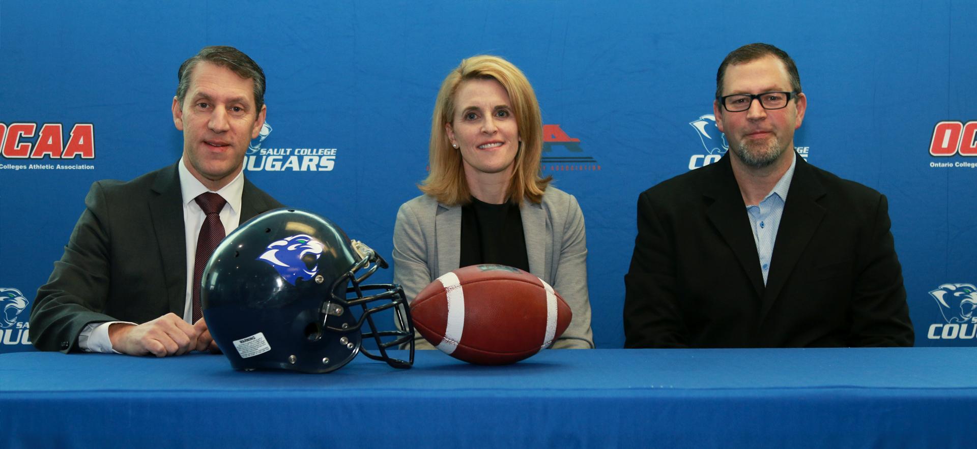 Football announcement with Paul Orazietti, Sherri Smith and David Orazietti seated