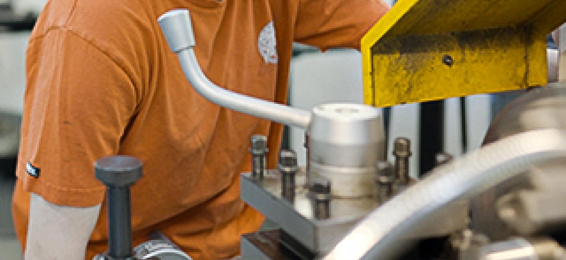 Mechanical Engineering student working in the Mechanical Lab