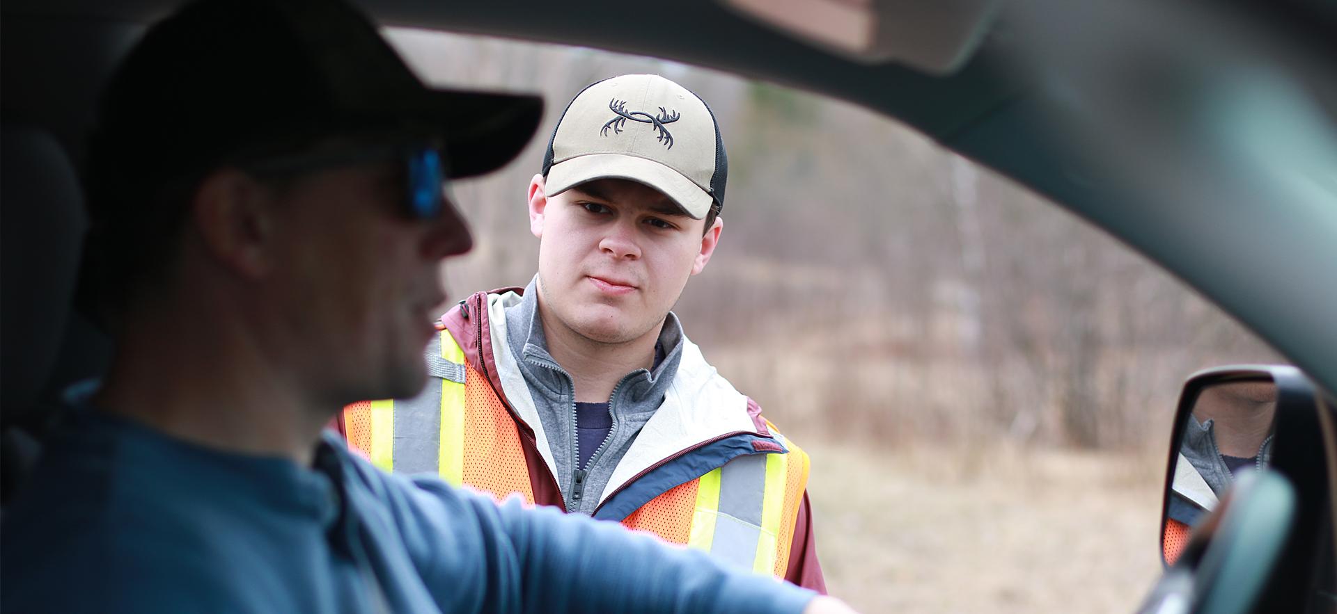 Natural Resource Environmental law student doing a vehicle stop