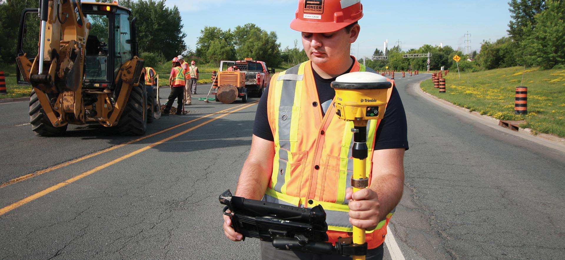 Civil Engineering Technician student in co-op placement with a construction company