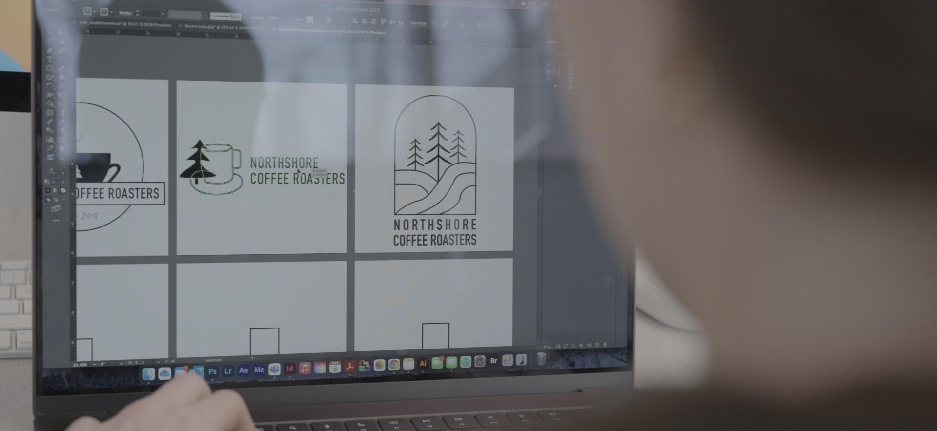 Graphic Design student working on Mac in lab