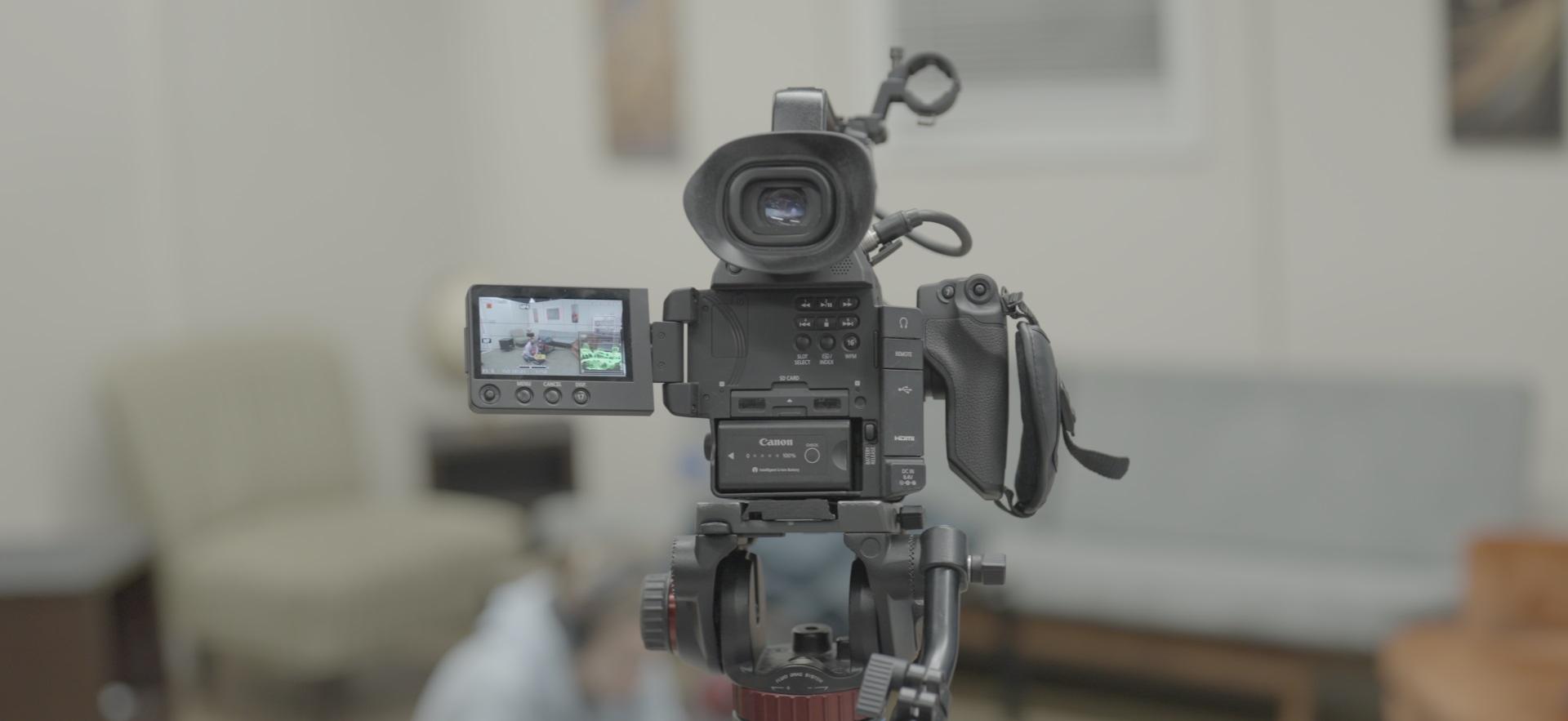 Camera shown recording film set