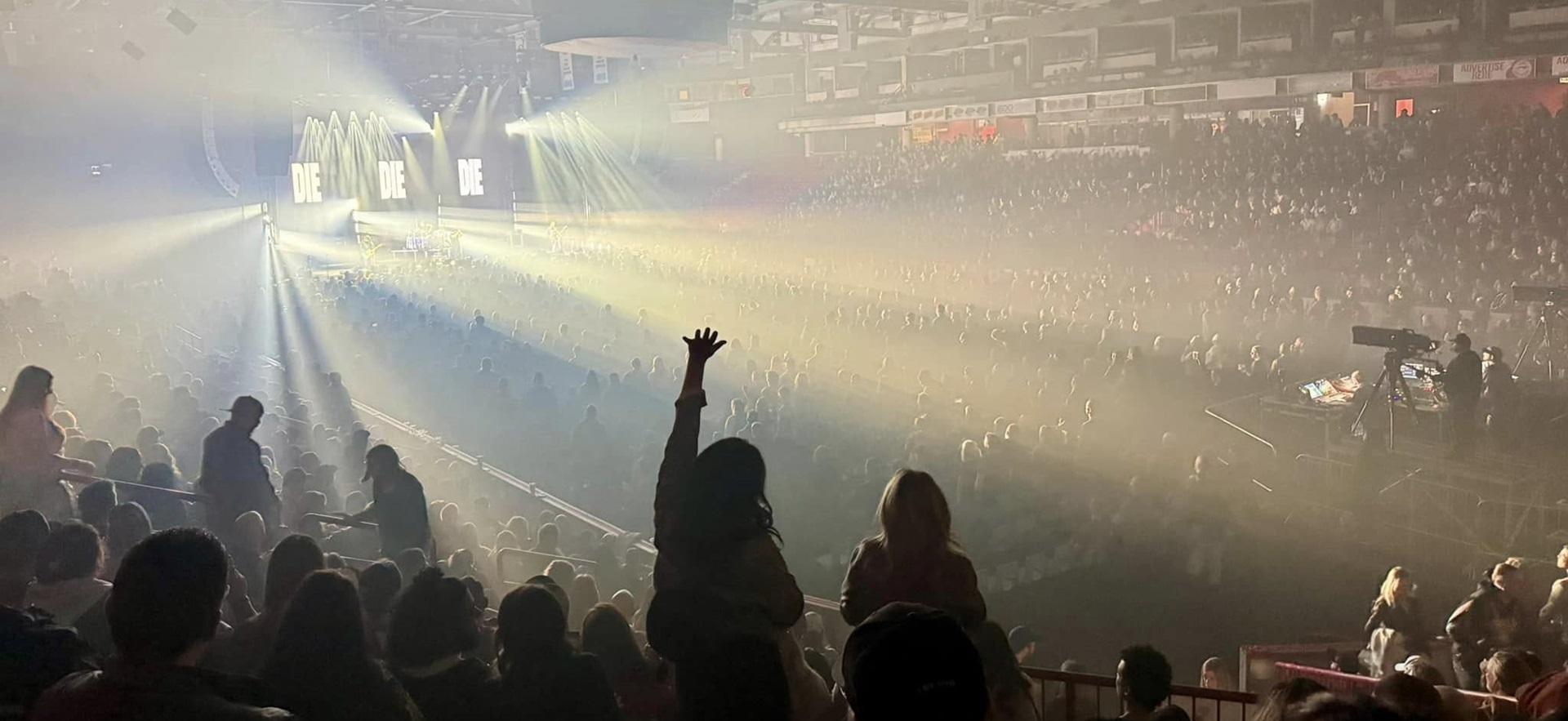 View of crowd and stage during concert at GFL Memorial Gardens