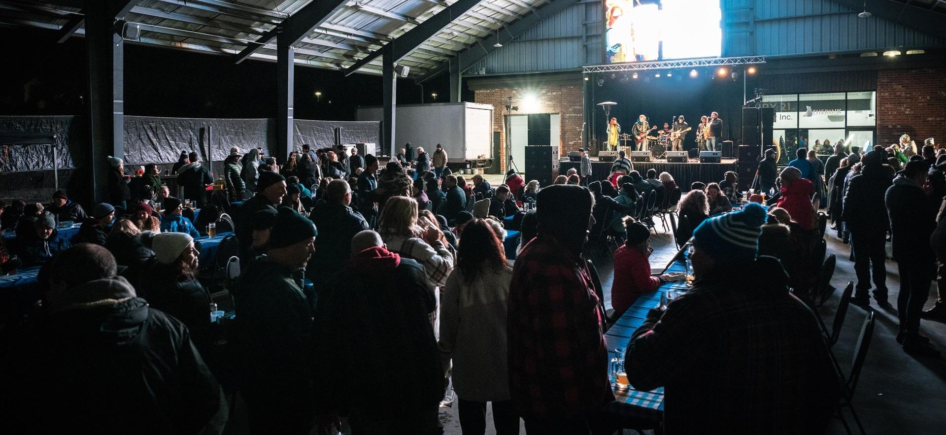 Oktoberfest with crowd and live music under The Rink