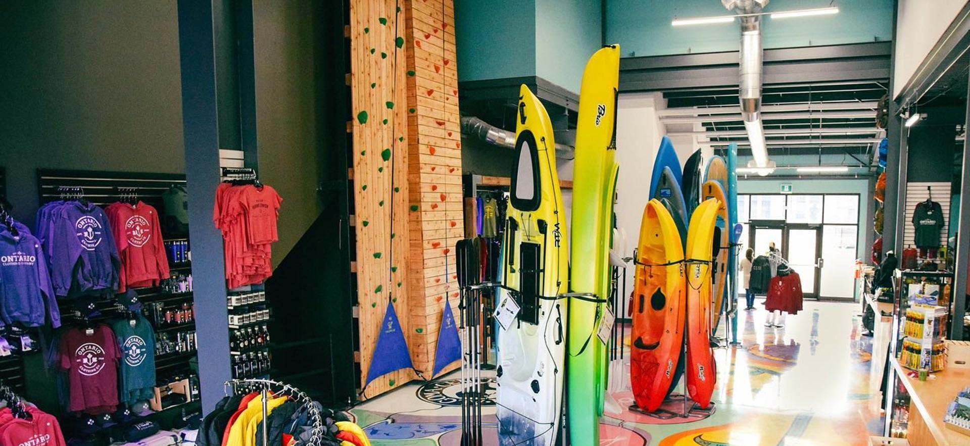Rock climbing wall at the Outfitters 