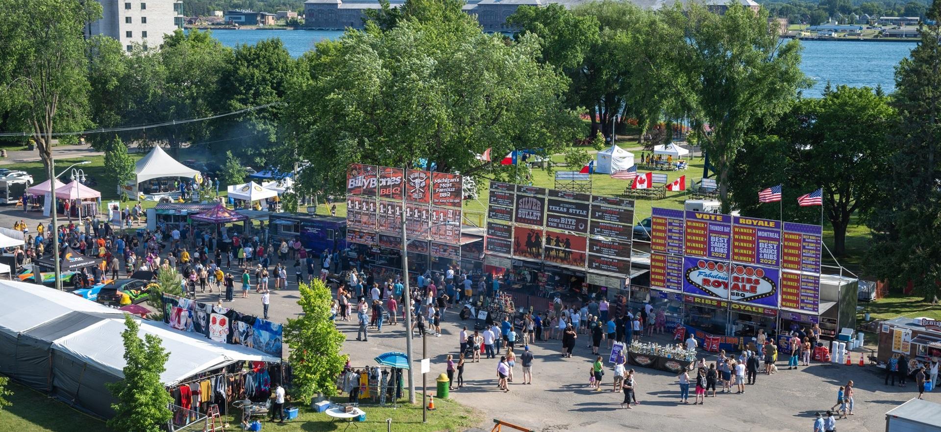 Aerial view of Rotaryfest grounds from Ribfest