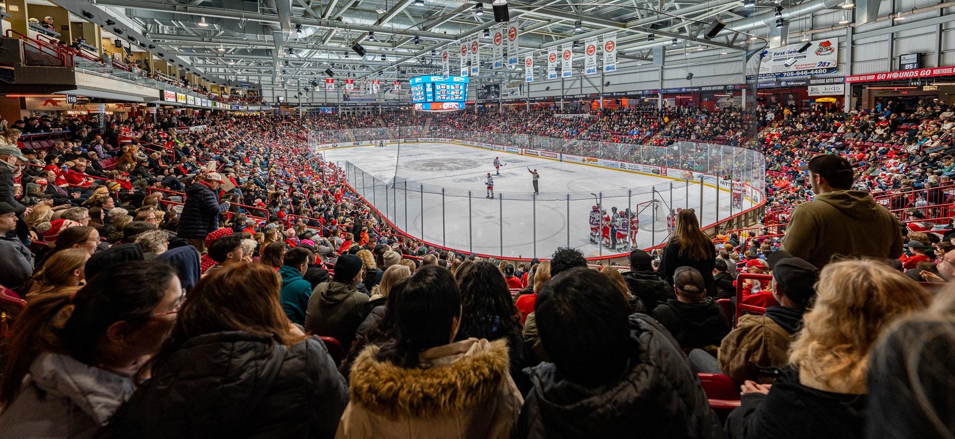 Memorial Gardens full during Soo Greyhounds game
