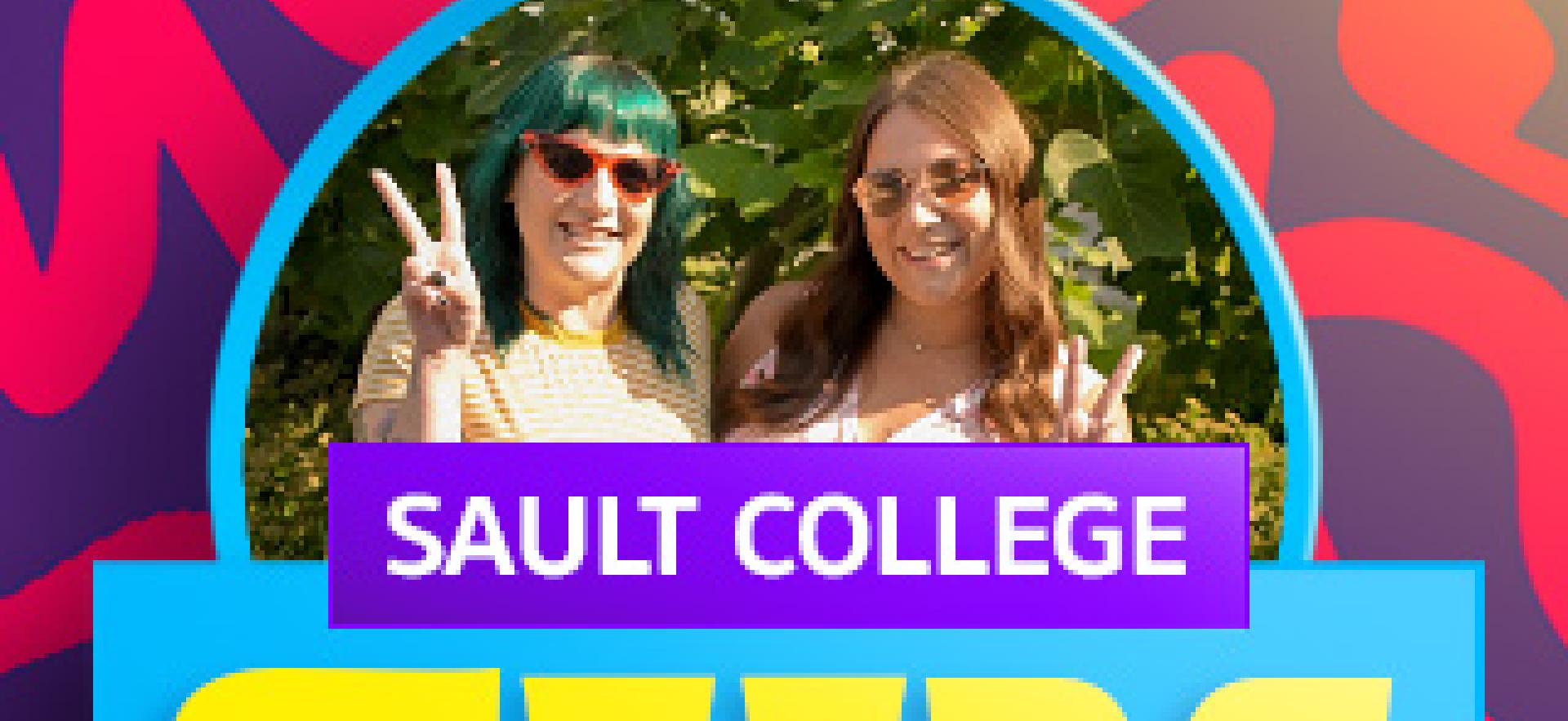 Summer Social with fun colourful retro background and image of two recruiters