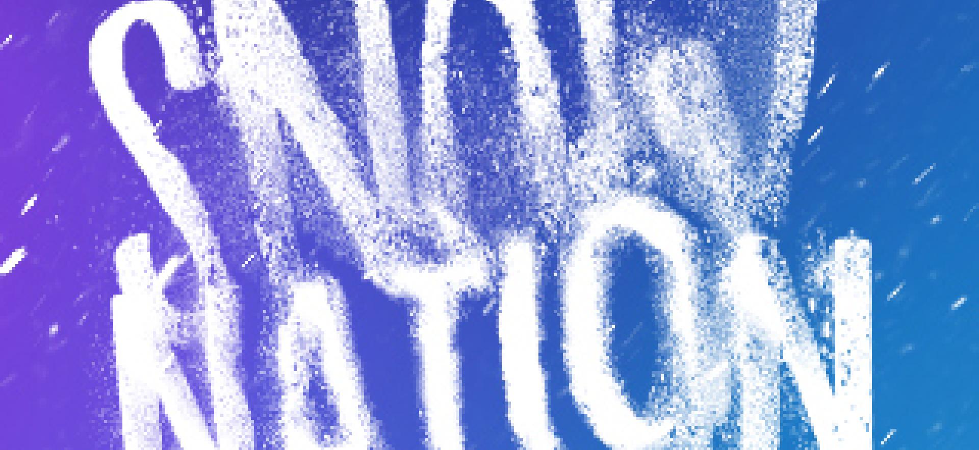 Snow Nation written like snow over blue snowy background