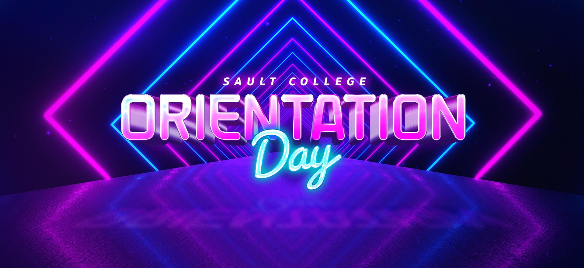 Orientation Day Fall Orientation image with neon letters and background colours