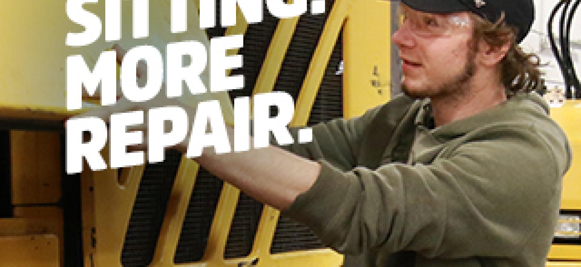 Motive Power student working on heavy equipment in the lab
