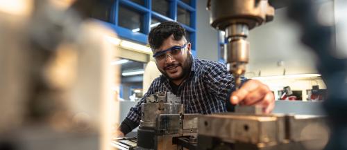 Mechanical student working in the Machine Shop